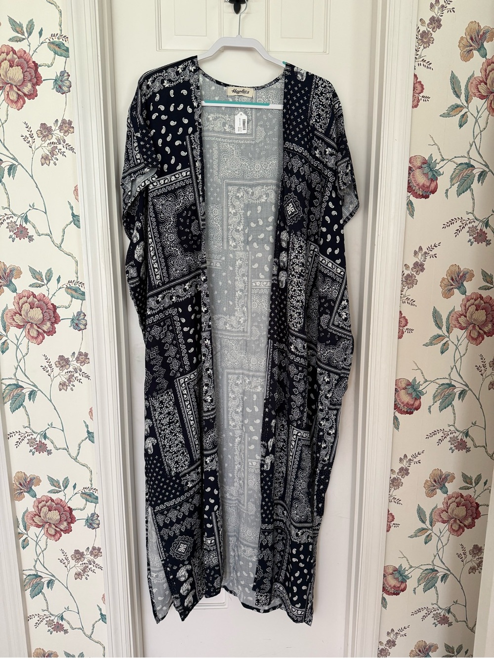 Haptics by Holly Harper Print Open Front Kimono/Cover Up
